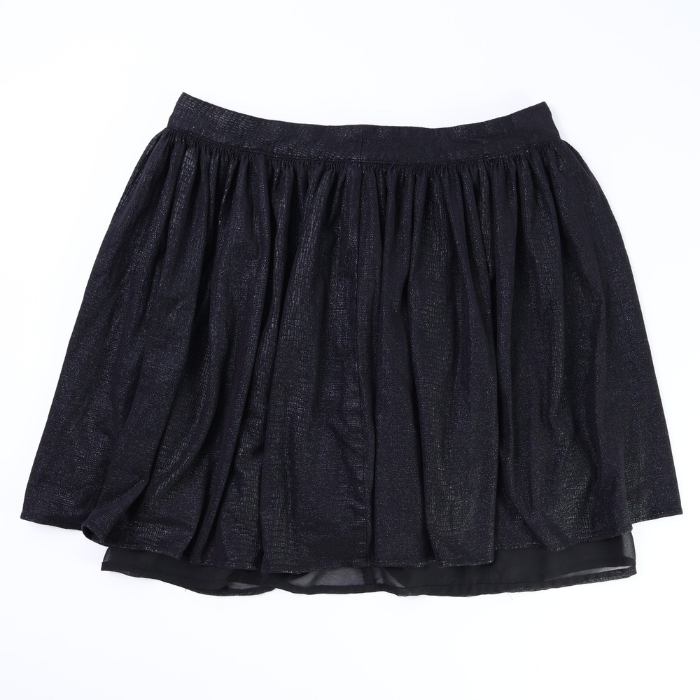 Aryn K Black Metallic Textured Mini Skirt Layered Hem Size 0